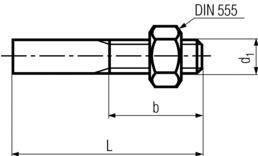 DIN525 Weld Stud - product drawing - L=length, b=thread length, d1=dia.