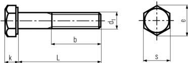 DIN6914 Structural Bolt - product drawing - d1=DIA., b=thread length, L=Shank Length, k= head height